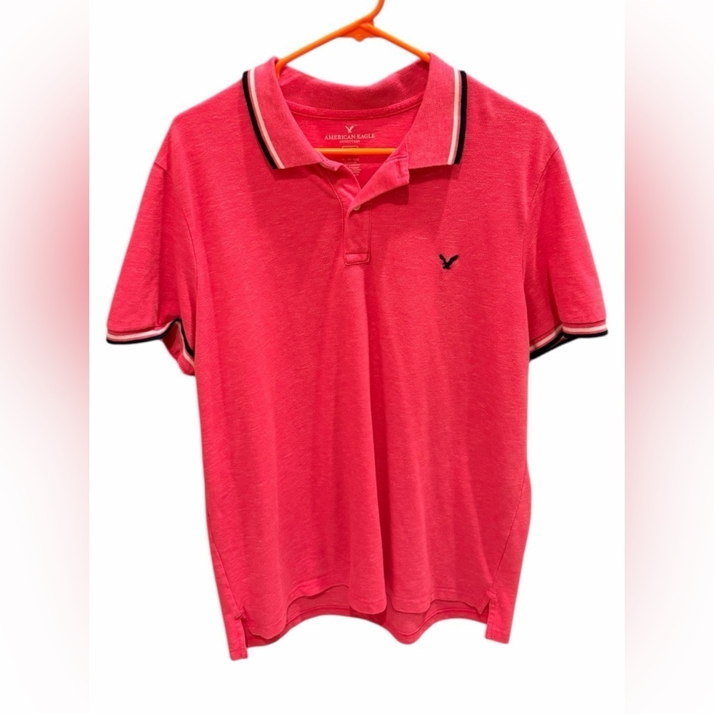 AMERICAN EAGLE OUTFITTERS AEO MEN'S FLEX POLO SHIRT BRIGHT PINK SIZE XL